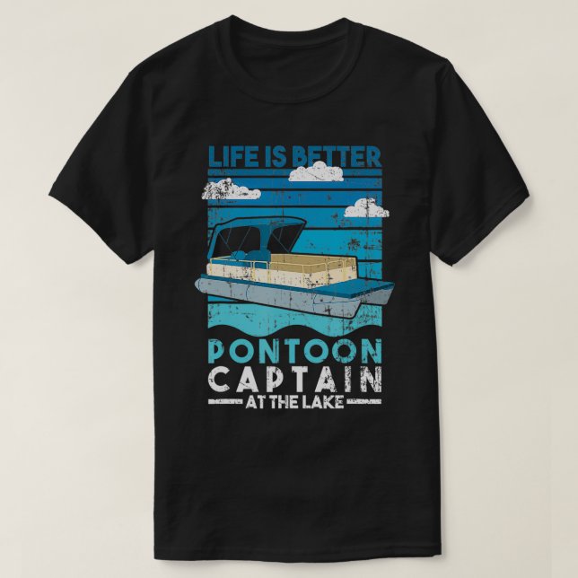 Camiseta A Vida É Melhor Pontoon Capitão Lago Life Boat Dis (Frente do Design)