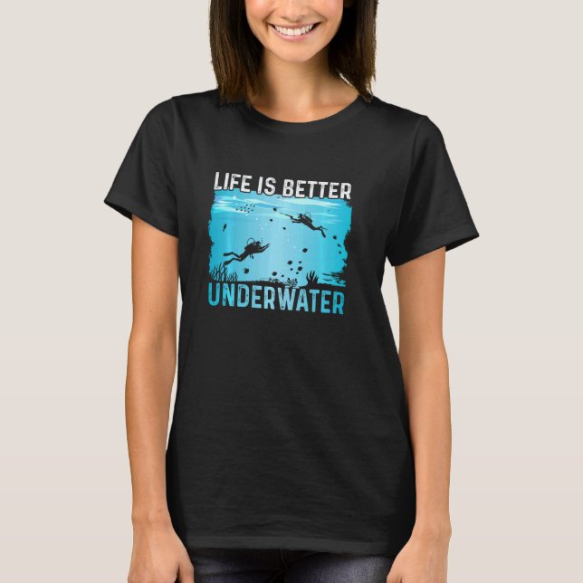 Camiseta A Vida é Melhor Submersa Eu Mergulho (Frente)