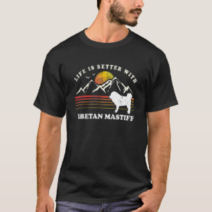 Camiseta A Vida é Melhor Tibetan Mastiff Vintage Mãe Pai Ca