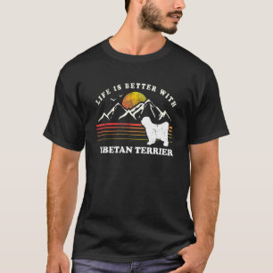 Camiseta A Vida é Melhor Tibetan Terrier Antigo Cachorro Mã