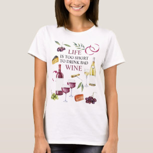Camiseta A vida é muito curta para beber galeria de vinho 