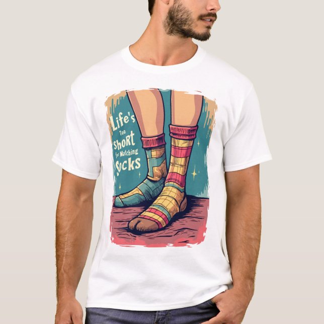 Camiseta A vida é muito curta para Meias iguais (Frente)