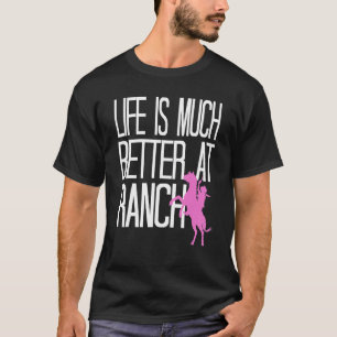 Camiseta A Vida É Muito Melhor No Rancho Retro Engraçado Co
