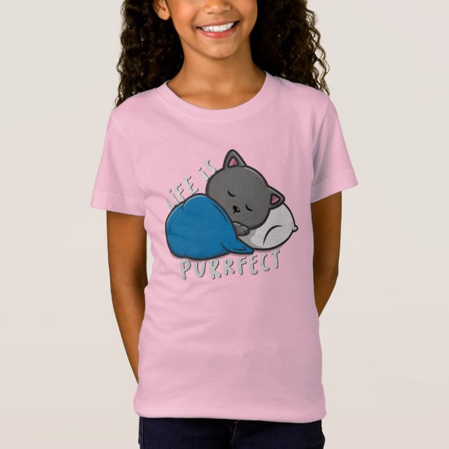 Camiseta A vida é perfeita - Gato adormecido (Frente)
