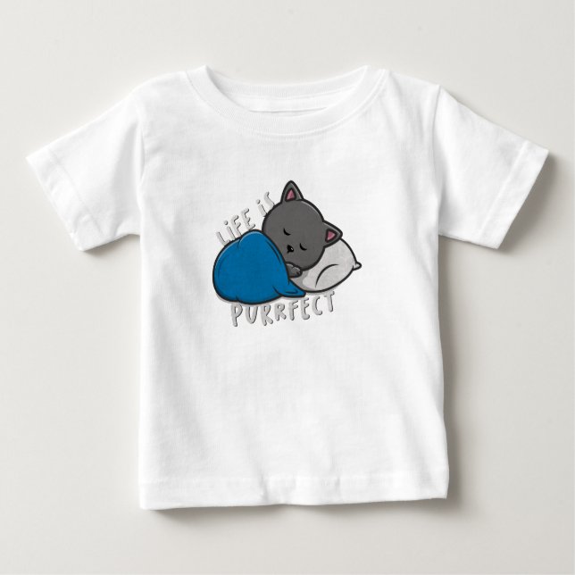 Camiseta A vida é perfeita - Gato adormecido (Frente)