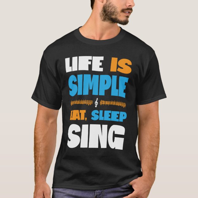 Camiseta A vida é simples comer adormecido canta barbearia  (Frente)