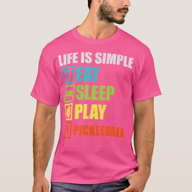 Camiseta A Vida É Simples Comer Sleep Tocar Repetição De Pi (Frente)