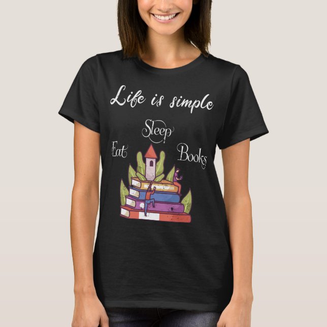 Camiseta a vida é simples - Livros (Frente)