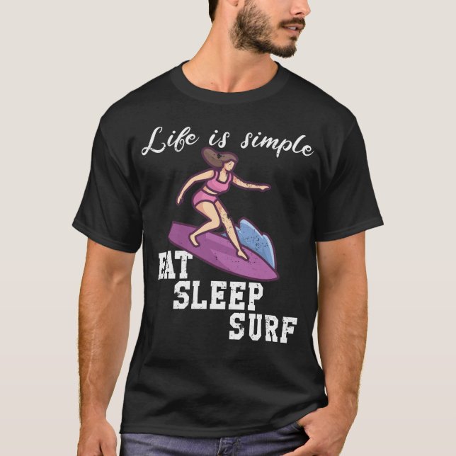 Camiseta A vida é simples - surfar (Frente)