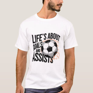 Camiseta A vida é sobre metas e ajuda citar o futebol engra