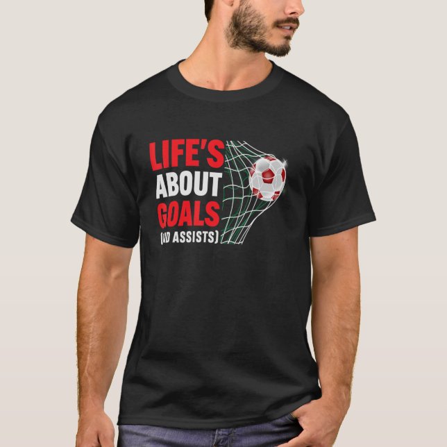 Camiseta A vida é sobre objetivos e ajuda a dizer citar o S (Frente)