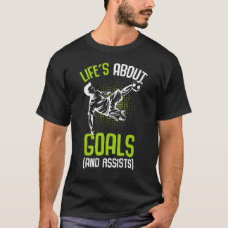 Camiseta A vida é sobre objetivos jogadores de futebol jove