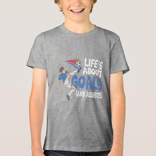 Camiseta A vida é sobre objetivos jogadores de futebol rapa (Frente)