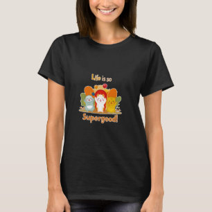 Camiseta A vida é tão supergut 3 gatos fofos amam celebrar