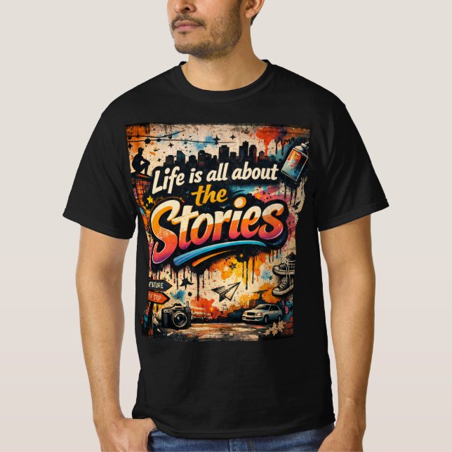 Camiseta "A vida é toda sobre as Histórias" (Frente)