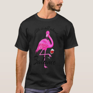 Camiseta A Vida É Tudo Sobre Equilíbrio Vermelho Flamingo V