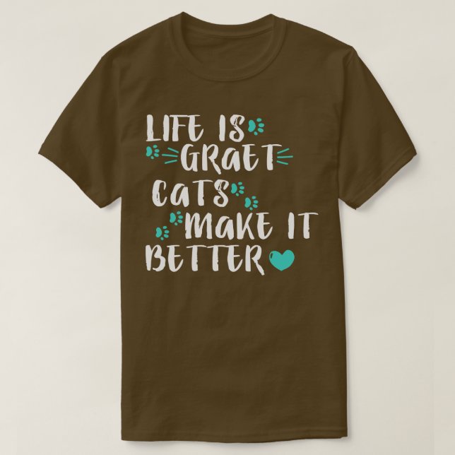 Camiseta a vida é um bom felino (Frente do Design)