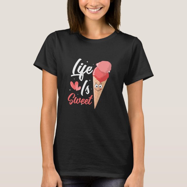Camiseta A Vida É Um Doce Sorvete De Coop Cone (Frente)
