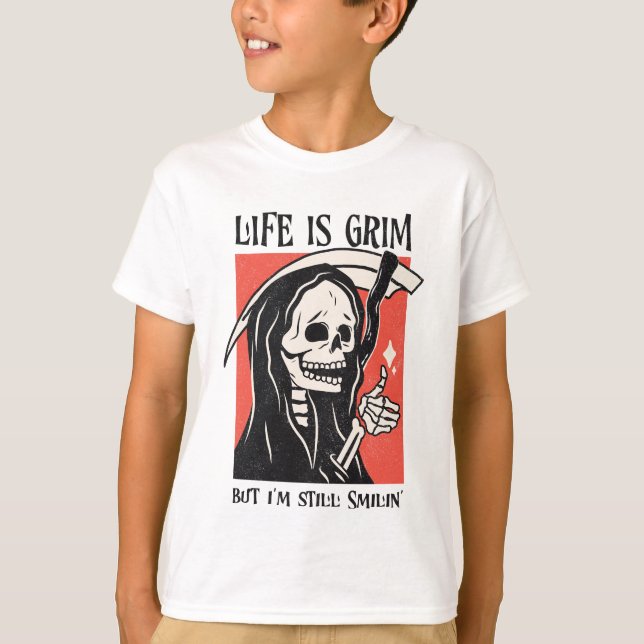 Camiseta A Vida É Um Grim Funny Grim Reaper Engraçado Sarcá (Frente)