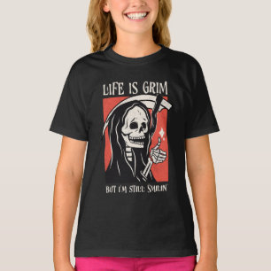 Camiseta A Vida É Um Grim Funny Grim Reaper Engraçado Sarcá