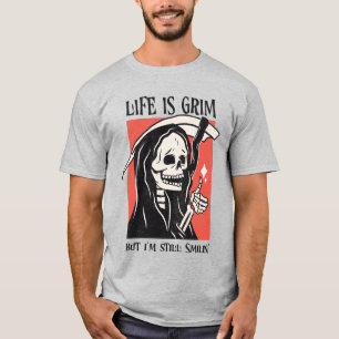 Camiseta A Vida É Um Grim Funny Grim Reaper Engraçado Sarcá
