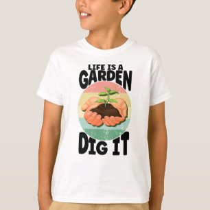 Camiseta A Vida É Um Jardim Que Faz Com Que As Mãos Retro