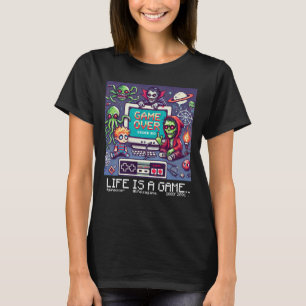 Camiseta A vida é um jogo..: Jogo sobre (jogadora de mulher