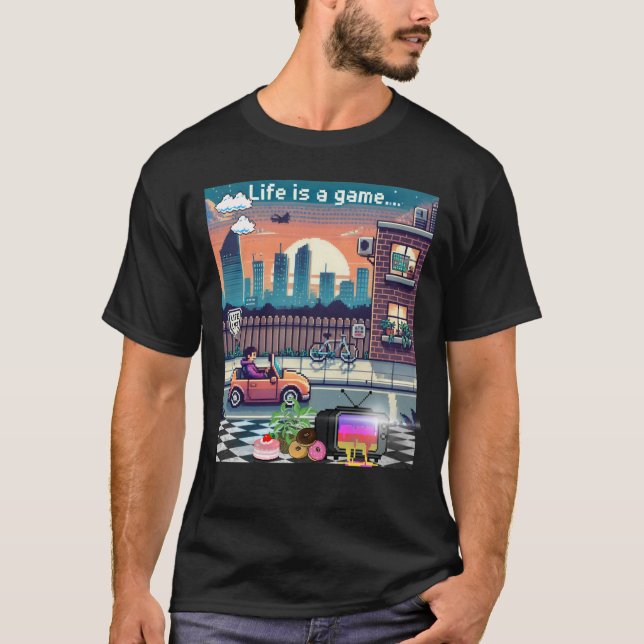 Camiseta A Vida É Um Jogo. #Part2 (8 bits) (camisa do jogad (Frente)