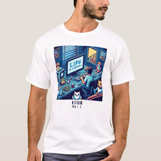 Camiseta A Vida É Um Jogo. #Part2 (8 bits) (camisa do jogad (Frente)