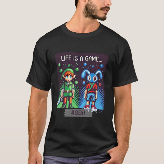 Camiseta A Vida É Um Jogo. #Part2 (8 bits) (camisa do jogad (Frente)