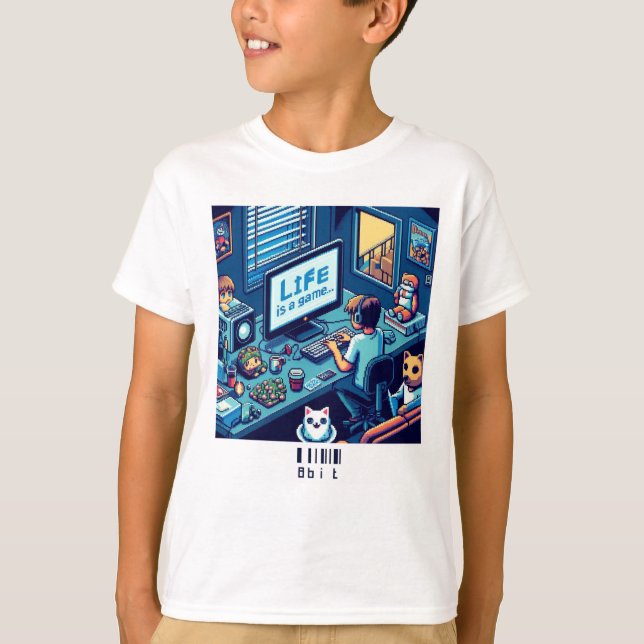 Camiseta A Vida É Um Jogo. #Part2 (8 bits) (camisa do jogad (Frente)