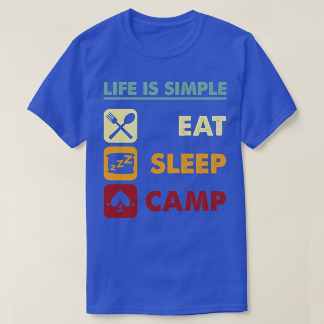 Camiseta A Vida É Um Simples Sono E Acampamento (Frente do Design)