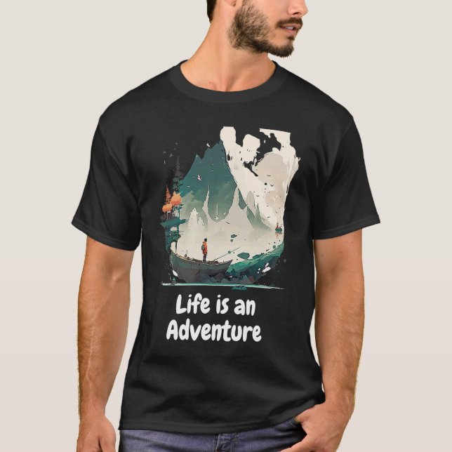 Camiseta A vida é uma aventura caminhando pelo lago das mon (Frente)