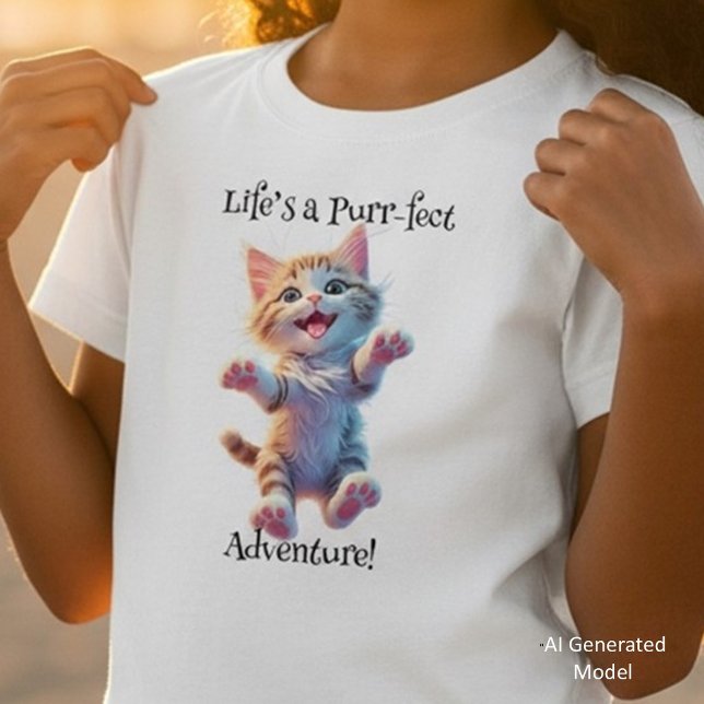 Camiseta A Vida é uma Aventura Perfeita e Fofa Gatinho Voad (Criador carregado)