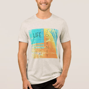 Camiseta "A vida é uma jornada" Dourado Design Amarelo Aqua