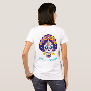 Camiseta A vida é uma linda garota de açúcar floral brilhan