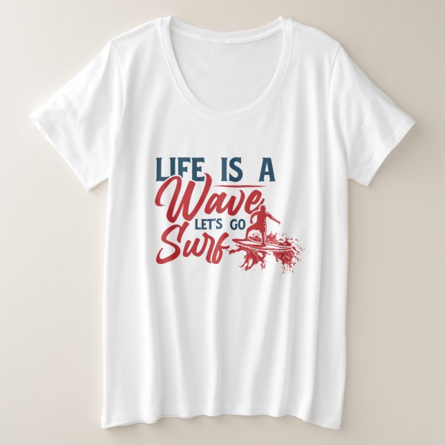 Camiseta A vida é uma onda vamos surf (Frente do Design)