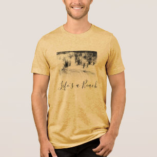 Camiseta "A Vida é uma Praia" Foto Preta e Cinza Motivacion