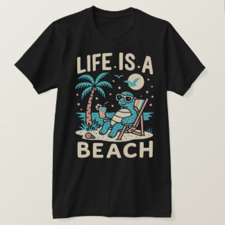 Camiseta A Vida É Uma Tartaruga De Calma Praia - Praia De V