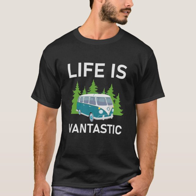 Camiseta A Vida É Vantástica - Acampamento RV (Frente)