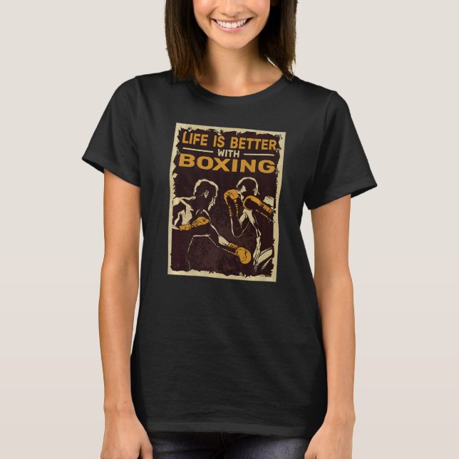 Camiseta A vida em kickboxe é melhor com boxers in a box pa (Frente)
