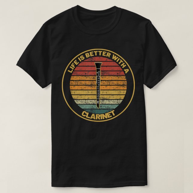 Camiseta A Vida Engraçada É Melhor Com Clarinet, Amante Cla (Frente do Design)