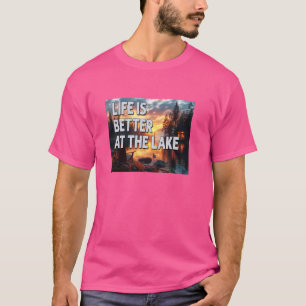 Camiseta A Vida Engraçada É Melhor No Lago Acampando A Pesc