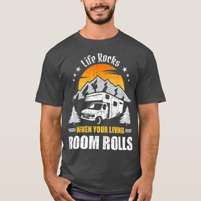 Camiseta A Vida Enrola Quando A Sala De Vida Acende Acampam (Frente)