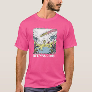 Camiseta A Vida Era Boa Dinossauro Vintage dos anos 90 Dino