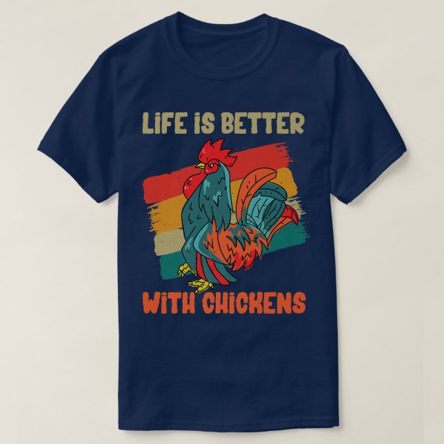Camiseta A Vida Farmária É Melhor Com Os Frangos Retro Vint (Frente do Design)