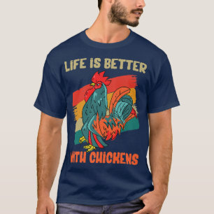 Camiseta A Vida Farmária É Melhor Com Os Frangos Retro Vint