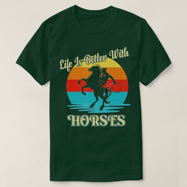 Camiseta A Vida Gelada É Melhor Com Cavalos A Andar E (Frente do Design)