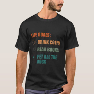 Camiseta A Vida Gosta De Café Ler Livros Pet Todos Os Cães