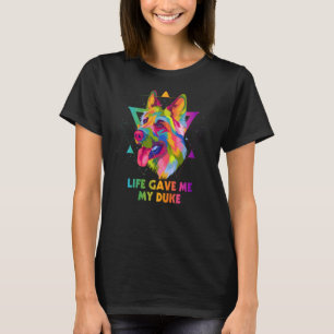 Camiseta A Vida Me Deu Meu Cão Resgate Duke Pastor Alemão S